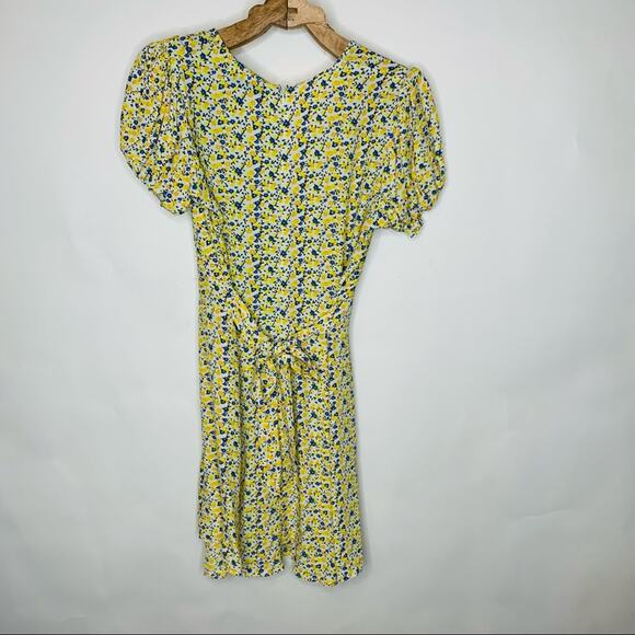 Faithfull The Brand Yellow Floral Mini Dress Medium - Picture 4 of 10